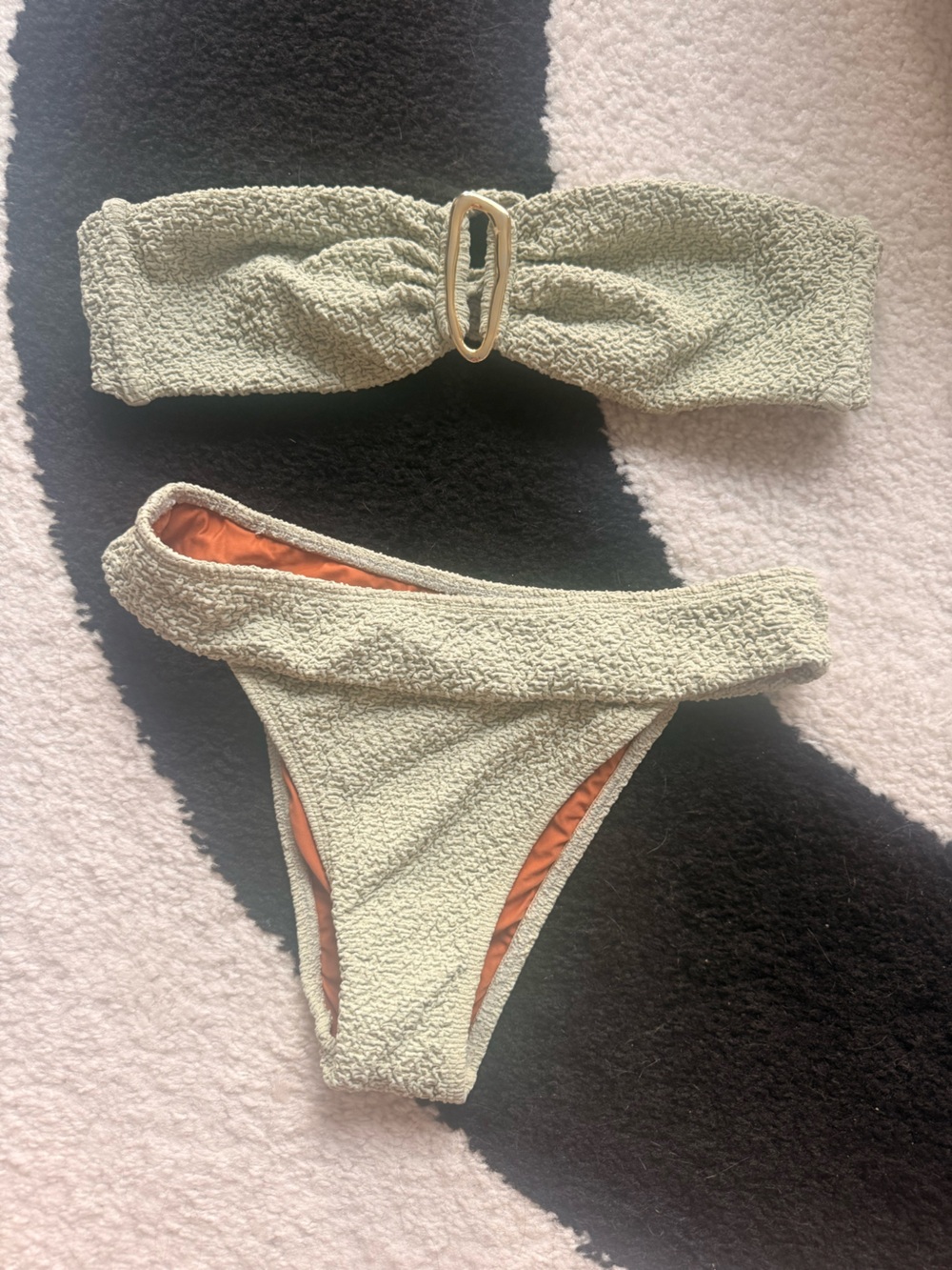 Textured Sage Green Bandeau Bikini Set